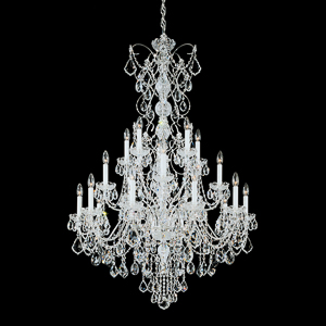 Century 20 Light 120V Chandelier in Polished Silver with Clear Heritage Handcut Crystal