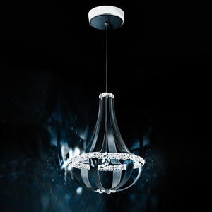 Crystal Empire LED 27in 120V Pendant in Snowshoe Leather with Clear Radiance Crystal