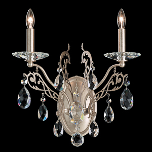 Filigrae 2 Light 120V Wall Sconce in Heirloom Bronze with Clear Heritage Handcut Crystal