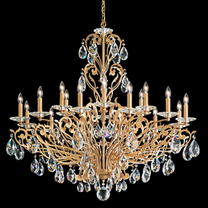Filigrae 18 Light 120V Chandelier in Antique Silver with Clear Heritage Handcut Crystal