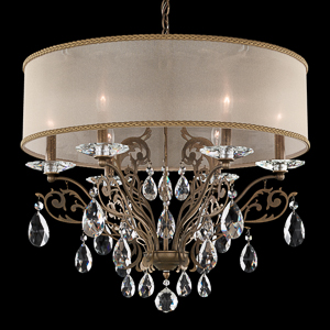 Filigrae 6 Light 120V Chandelier in Heirloom Gold with Clear Heritage Handcut Crystal and Gold Shade