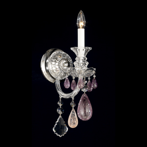 Hamilton Rock Crystal 1 Light 120V Wall Sconce in Polished Silver with Amethyst/Rose/Clear Rock Crystal
