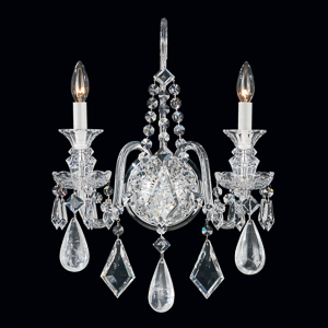 Hamilton Rock Crystal 2 Light 120V Wall Sconce in Silver with Amethyst and Rose Rock Crystal