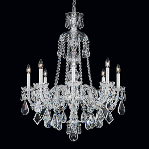 Hamilton 8 Light 120V Chandelier in Polished Silver with Clear Heritage Handcut Crystal