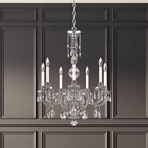 Hamilton Nouveau 7 Light 120V Chandelier in Polished Silver with Clear Heritage Handcut Crystal