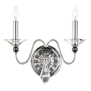 Jasmine 2 Light 120V Wall Sconce in Polished Silver with Clear Optic Crystal