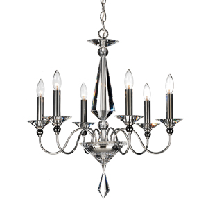 Jasmine 6 Light 120V Chandelier in Polished Silver with Clear Optic Crystal