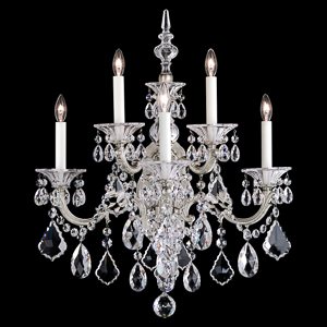 La Scala 5 Light 120V Wall Sconce in Heirloom Gold with Clear Heritage Handcut Crystal