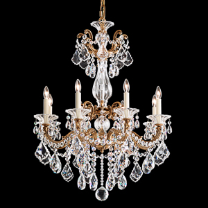 La Scala 8 Light 120V Chandelier in Florentine Bronze with Clear Heritage Handcut Crystal