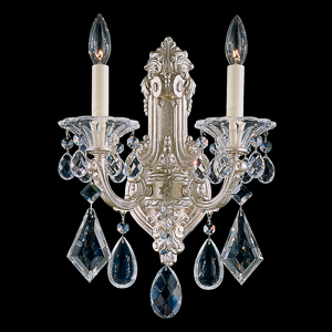 La Scala 2 Light 120V Wall Sconce in Heirloom Gold with Clear Heritage Handcut Crystal