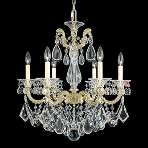La Scala 6 Light 120V Chandelier in Heirloom Gold with Clear Heritage Handcut Crystal