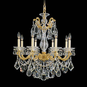 La Scala 8 Light 120V Chandelier in Heirloom Bronze with Clear Heritage Handcut Crystal