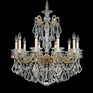 La Scala 10 Light 120V Chandelier in Antique Silver with Clear Heritage Handcut Crystal
