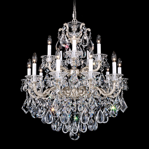 La Scala 15 Light 120V Chandelier in Heirloom Bronze with Clear Heritage Handcut Crystal