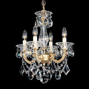 La Scala 4 Light 120V Chandelier in Heirloom Gold with Clear Radiance Crystal