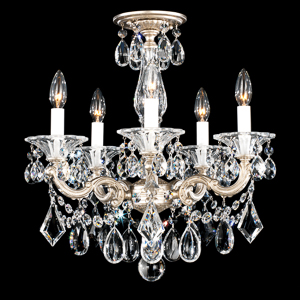 La Scala 5 Light 120V Semi-Flush Mount or Chandelier in Heirloom Bronze with Clear Radiance Crystal