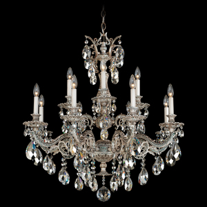 Milano 12 Light 120V Chandelier in Heirloom Bronze with Clear Heritage Handcut Crystal