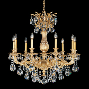 Milano 9 Light 120V Chandelier in Heirloom Gold with Clear Radiance Crystal
