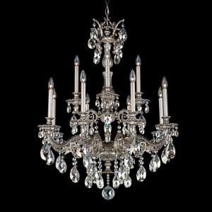 Milano 12 Light 120V Chandelier in Antique Silver with Clear Radiance Crystal