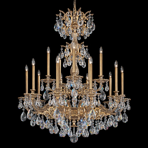 Milano 15 Light 120V Chandelier in Antique Silver with Clear Heritage Handcut Crystal