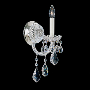 Olde World 1 Light 120V Wall Sconce in Polished Silver with Clear Heritage Handcut Crystal