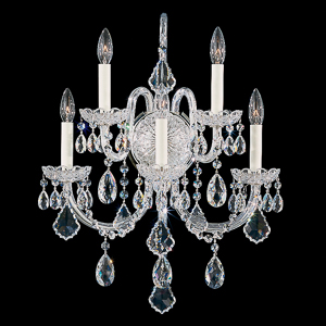 Olde World 5 Light 120V Wall Sconce in Polished Silver with Clear Radiance Crystal