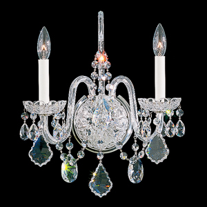 Olde World 2 Light 120V Wall Sconce in Polished Silver with Clear Radiance Crystal