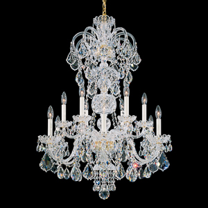 Olde World 12 Light 120V Chandelier in Polished Silver with Clear Radiance Crystal