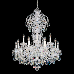 Olde World 15 Light 120V Chandelier in Polished Silver with Clear Radiance Crystal