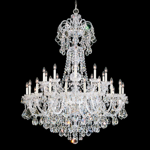 Olde World 35 Light 120V Chandelier in Polished Silver with Clear Heritage Handcut Crystal