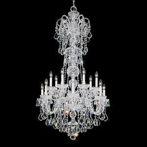 Olde World 14 Light 120V Chandelier in Polished Silver with Clear Radiance Crystal