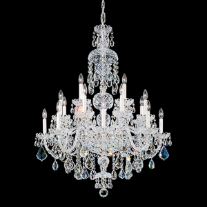 Olde World 25 Light 120V Chandelier in Polished Silver with Clear Heritage Handcut Crystal