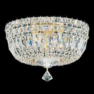 Petit Crystal Deluxe 5 Light 120V Flush Mount in Polished Silver with Clear Radiance Crystal