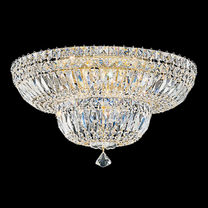 Petit Crystal Deluxe 9 Light 120V Flush Mount in Aurelia with Clear Optic Crystal