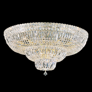Petit Crystal Deluxe 21 Light 120V Flush Mount in Polished Silver with Clear Radiance Crystal