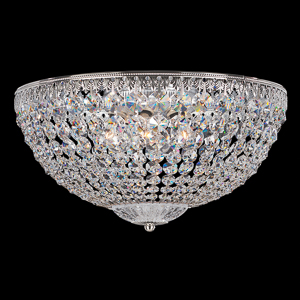 Petit Crystal 5 Light 120V Flush Mount in Polished Silver with Clear Radiance Crystal