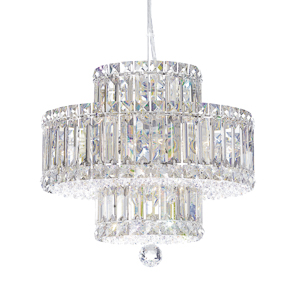 Plaza 9 Light 120V Pendant in Polished Stainless Steel with Clear Radiance Crystal
