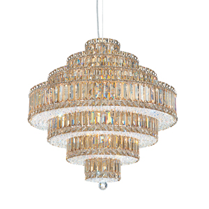Plaza 25 Light 120V Pendant in Polished Stainless Steel with Clear Radiance Crystal