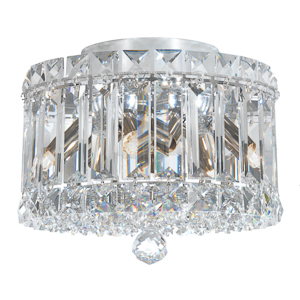 Plaza 4 Light 120V Flush Mount in Polished Stainless Steel with Clear Optic Crystal
