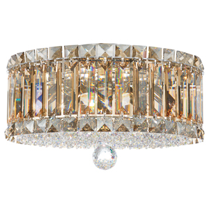 Plaza 4 Light 120V Flush Mount in Polished Stainless Steel with Clear Optic Crystal