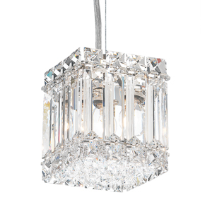 Quantum 2 Light 120V Mini Pendant in Polished Stainless Steel with Clear Optic Crystal