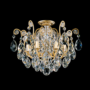 Renaissance 6 Light 120V Semi-Flush Mount in Heirloom Gold with Clear Heritage Handcut Crystal