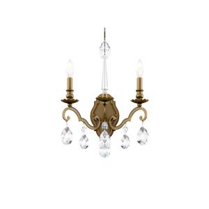 Renaissance Nouveau 2 Light 120V Wall Sconce in Etruscan Gold with Clear Heritage Handcut Crystal