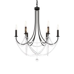 Verdana 6 Light 120V Chandelier in Black with Clear Optic Crystal