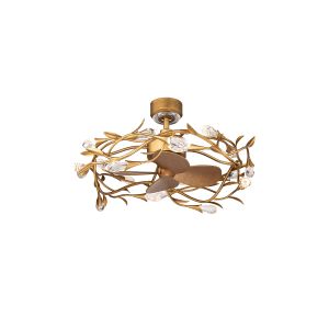 Secret Garden 32in LED 120V Smart Fandelier in French Gold with Optic Haze Quartz