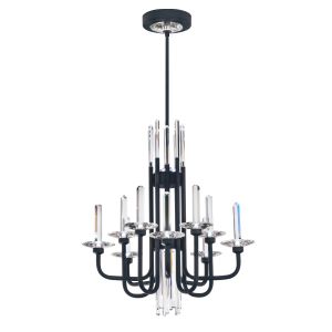 Calliope 10 Light 120/277V Chandelier in Black with Clear Optic Crystal