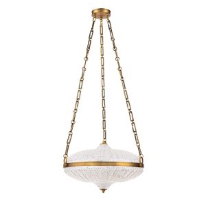 Roma 21in LED 3000K/3500K/4000K Pendant in Aged Brass with Clear Optic Crystal