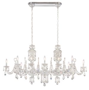 Sterling Linear 12 Light 120V Chandelier in Polished Silver with Clear Heritage Handcut Crystal