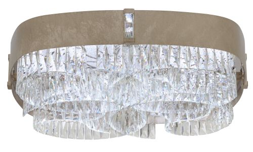 LEDZeppa 24in LED 120V-277V Flush Mount in Antique Silver with Clear Radiance Crystal