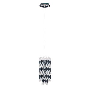 Tahitian 7in LED 3000K/3500K/4000K 120V/277V Mini Pendant in Black with Clear Optic Crystal